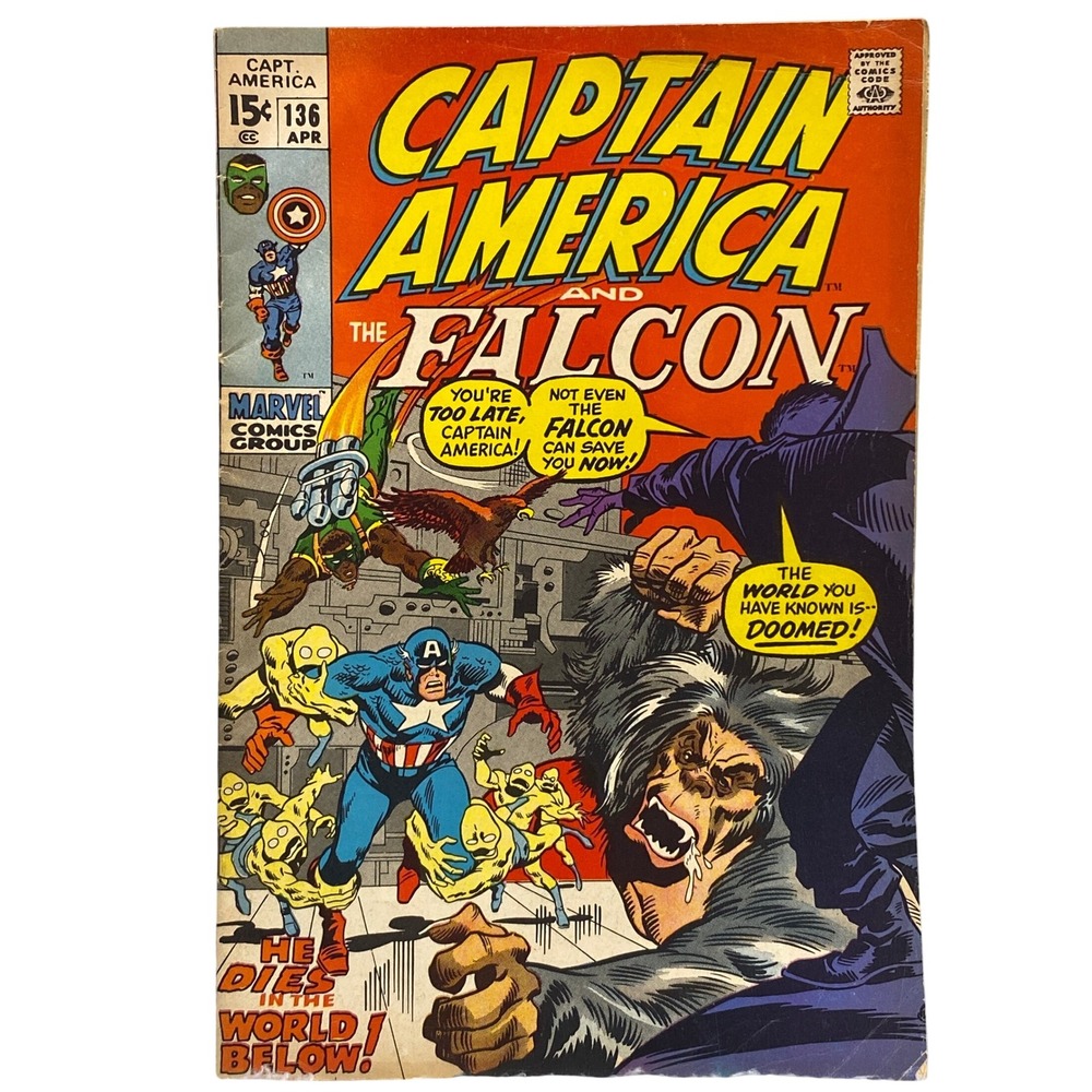 Captain America and Falcon Comic Book #136‎ April 1971 Marvel Bronze Age